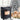 Portable black ceramic gas heater with front glass viewing window and control knob