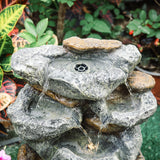 Stein-Wasserfallbrunnen mit LED-Düse, seitlich fließendes Wasser