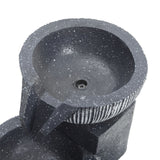 Top basin of 4-tier fountain, gray textured stone with drain opening