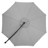 Light grey parasol umbrella canopy with central pole and rib frame