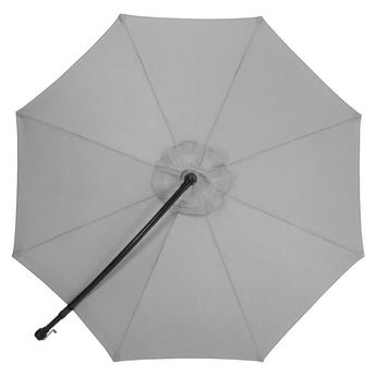 Light grey parasol umbrella canopy with central pole and rib frame