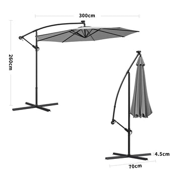 3m cantilever parasol umbrella size diagram with 300cm width and base