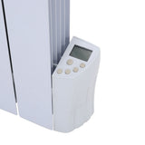 Wall mounted electric heater, white body with LED display control panel and buttons