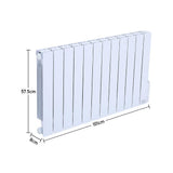 Wall-mounted electric radiator heater, white with vertical fins and side mounting feet