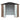 Metal garden tool storage shed with rooftop, open double doors and gray interior.