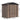 Metal garden tool storage shed with rooftop, open-top view size diagram with measurements