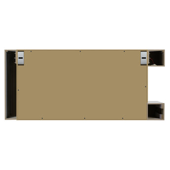 Freestanding electric fireplace back panel with side openings and mounting hardware.