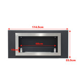 Inset bioethanol fireplace dimensions: 114.5 cm width, 53.5 cm height
