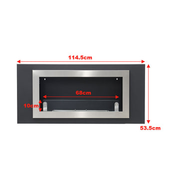 Inset bioethanol fireplace dimensions: 114.5 cm width, 53.5 cm height