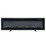 LED-Einsatzkamin-Einsatz ohne Flammen, dunkles Feuerrost-Design hinter Glas