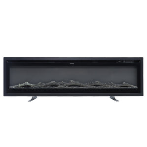 LED-Einsatzkamin-Einsatz ohne Flammen, dunkles Feuerrost-Design hinter Glas