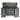 Outdoor metal garbage storage shed with hinged lid open and double doors, front view