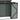 Outdoor metal garbage storage shed with hinged door open, metal brace and latch hardware