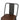 Brown wood-look seat bar stool with black metal frame and rectangular back panel
