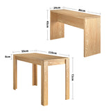 Natural wood dining table dimensions: 86cm wide, 110cm long, 72cm high