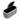 Grey ribbed storage ottoman with oval hinged lid open, showing black interior