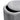 Grey oval storage ottoman with pleated vertical fabric and curved padded lid
