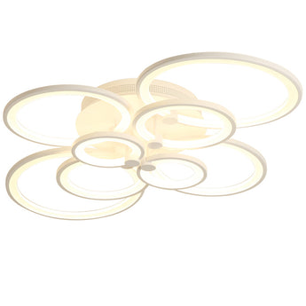 Circular LED ceiling light with multiple ring-shaped light panels, white housing